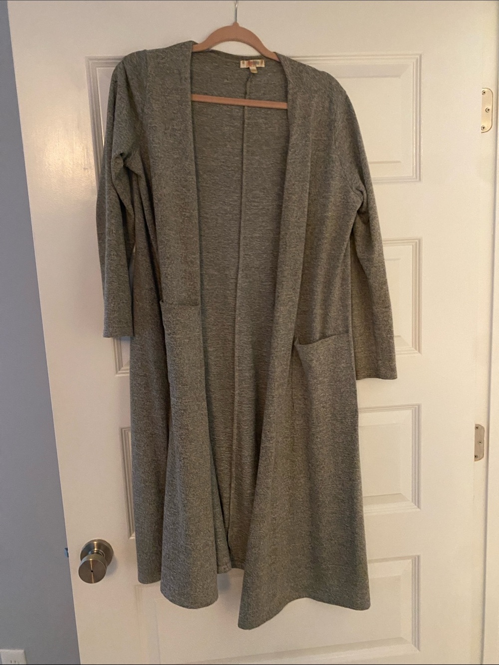 Lularoe Long Open-Front Women's Cardigan Sweater - Gray